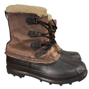 Sorel Bighorn Mens Leather Lace Up Winter Snow Boots Insulated Canada Made sz 12